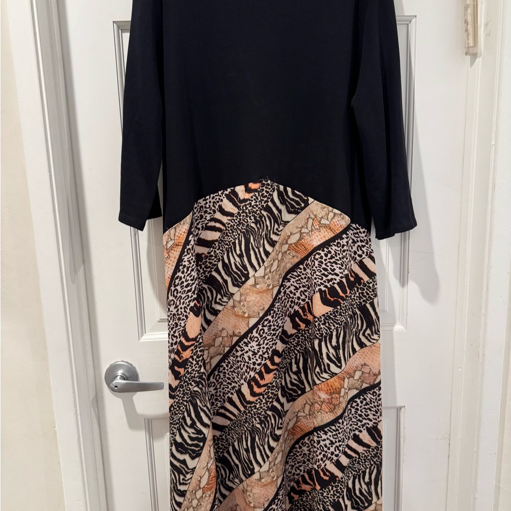 Black and Animal Print Dress By Zara